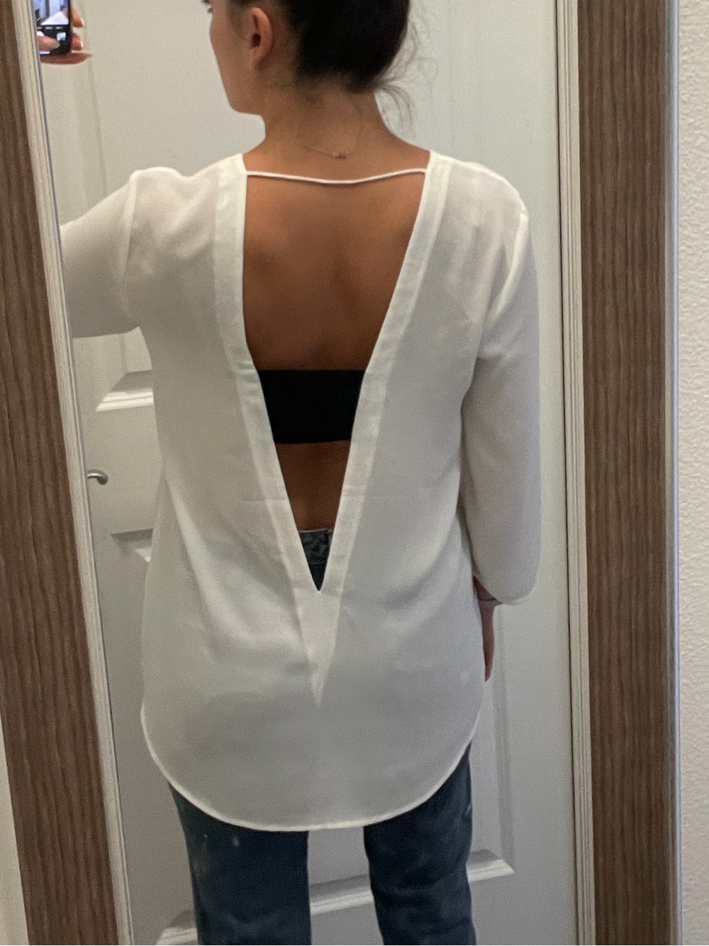 Express White Open V-Back Blouse
